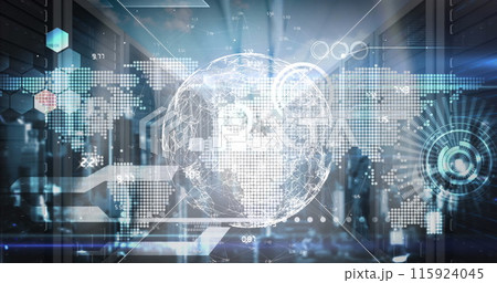 Image of globe over financial data processing 115924045