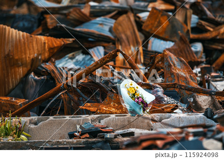 令和6年能登半島地震 焦土と化した輪島の町並み 115924098