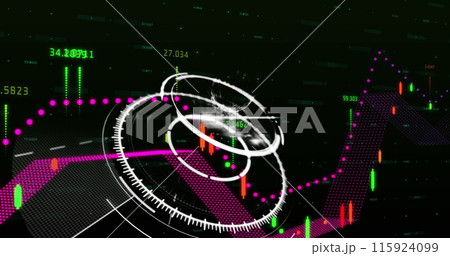 Image of globe over financial data processing 115924099