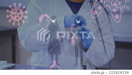 Image of flag of italy waving over surgeons in operating theatre 115924239