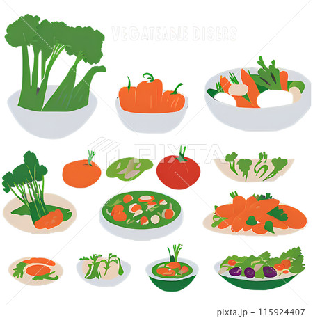 野菜と野菜料理の集合イラスト 115924407