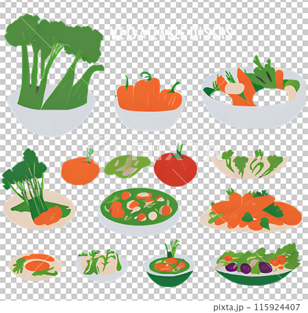 野菜と野菜料理の集合イラスト 115924407