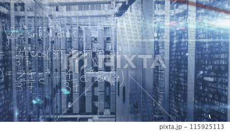 Image of data processing over server room 115925113