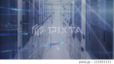 Image of data processing over server room 115925131
