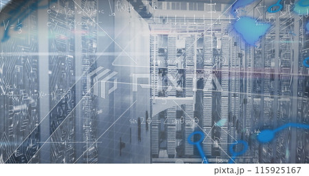 Image of data processing over server room 115925167