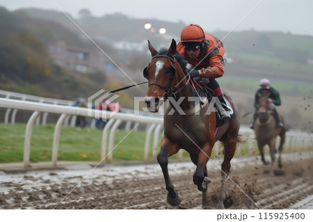 Horse race at the racetrack Horse race at the racetrack 115925400
