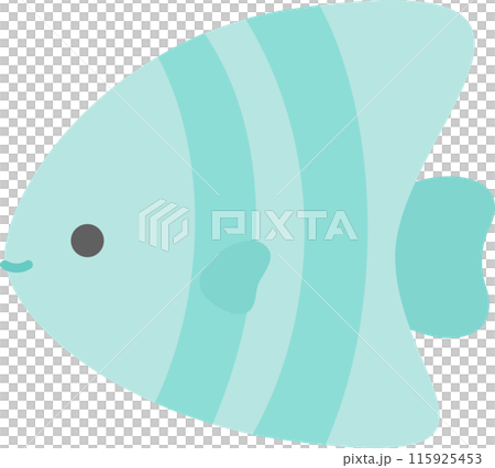 Cute angelfish illustration material, green fish icon 115925453