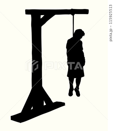 Vector drawing. Wooden gallows with loop Vector drawing. Wooden gallows with loop 115925513