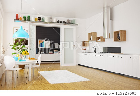 modern scandinavian kitchen room design. modern scandinavian kitchen room design. 115925603