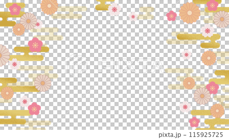 Japanese pattern of flowers and clouds perfect for New Year's cards 115925725