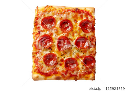 Delicious American style pizza with mushrooms, bell peppers, and spinach, perfect for a healthy meal 115925859