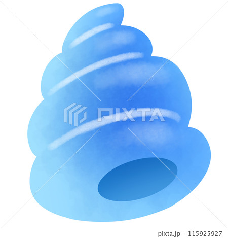 鮮やかなブルーの巻貝のイラスト 鮮やかなブルーの巻貝のイラスト 115925927