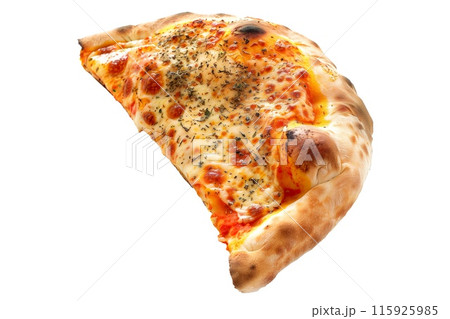 Delicious Italian pizza Calzone with mushrooms, bell peppers, and spinach, perfect for a healthy meal 115925985