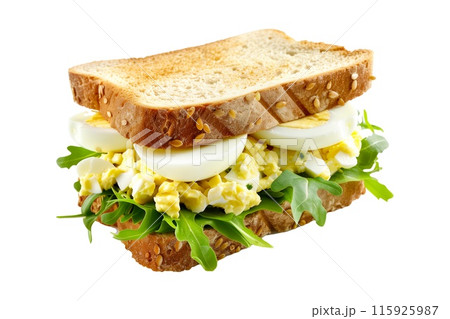 Delightful sandwich with fresh vegetables, meat and whole grain bread, perfect for a healthy meal 115925987