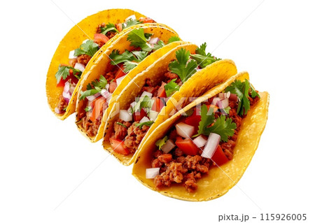 Delicious Mexican Chorizo tacos filled with fresh ingredients like meat, onions, and cilantro Delicious Mexican Chorizo tacos filled with fresh ingredients like meat, onions, and cilantro 115926005