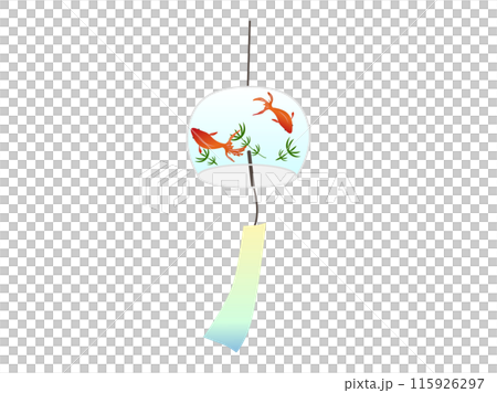 金魚圖案的風鈴在風中搖曳 115926297