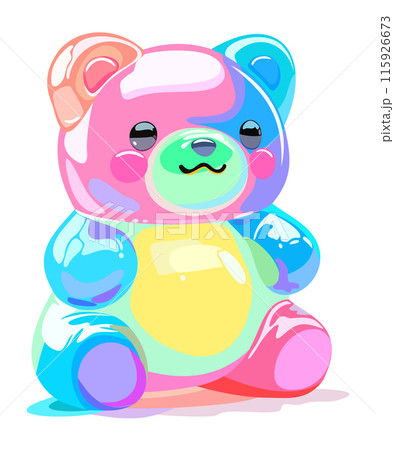 Colorful gummy bear. Jelly bear fruit gummy. Vector isolated illustration Colorful gummy bear. Jelly bear fruit gummy. Vector isolated illustration 115926673