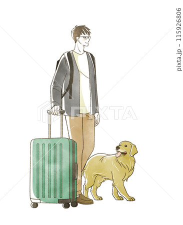 旅行をする男性と犬 115926806