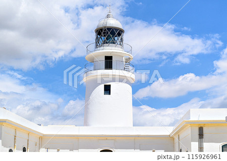 Cavalleria lighthouse located in Cabo de Cavalleria of Menorca, Balearic Islands, Spain	 115926961