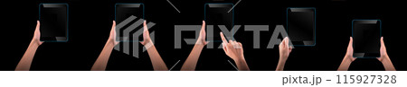 Hand gestures shown on dark background highlight nonverbal communication 115927328