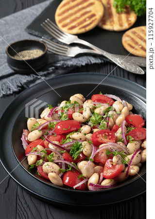 Piyaz, Turkish white bean salad in a bowl 115927704