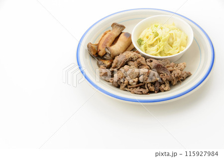 豚肉とエリンギのハーブソテーとキャベツのマスタード和え 115927984