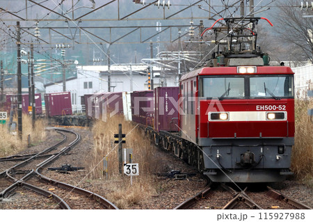 東北本線を行くEH500形牽引の貨物列車(新白河駅) 東北本線を行くEH500形牽引の貨物列車(新白河駅) 115927988