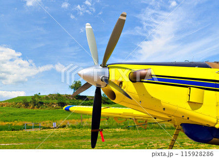 Front view of agricultural airplane propeller, airtractor 115928286