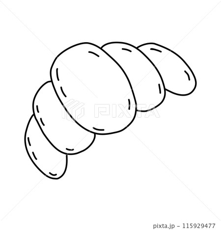 Fresh baked croissant, doodle style flat vector outline for coloring book Fresh baked croissant, doodle style flat vector outline for coloring book 115929477