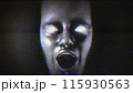 Distorted Glitch Noise Scary Face with Mouth Open 115930563