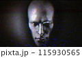 Scary Male Face with Distorted Glitch Noise 115930565