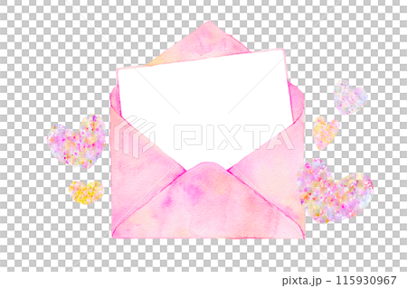 水彩イラスト　ラブレター 115930967