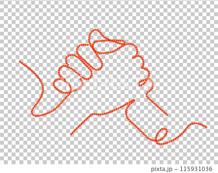 糸で描かれたような組み合う手(線画・一筆書き風) 糸で描かれたような組み合う手(線画・一筆書き風) 115931036