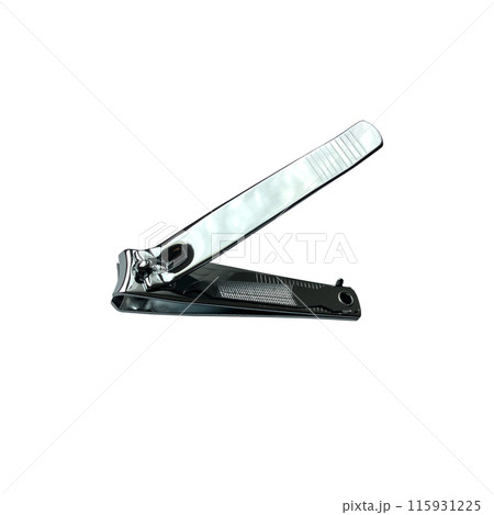 Nail clipper made of stainless steel for making manicure, accessory for nail care, modern trendy beauty salon equipment, isolated image, clipping path, soft focus 115931225