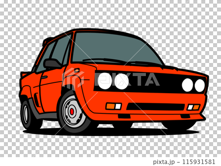 Retro Italian coupe red car illustration 115931581