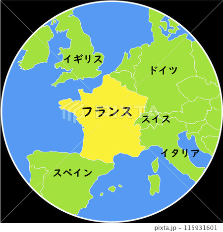 フランスと名前入りのヨーロッパ諸国の地図イラスト 115931601