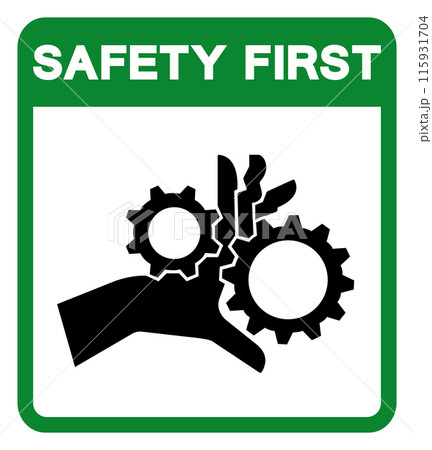 Safety First Hand Entanglement Rotating Gears Symbol Sign, Vector Illustration, Isolate On White Background Label .EPS10 115931704