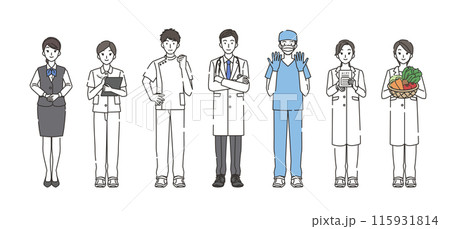 医療従事者の男性と女性のイラストセット 115931814