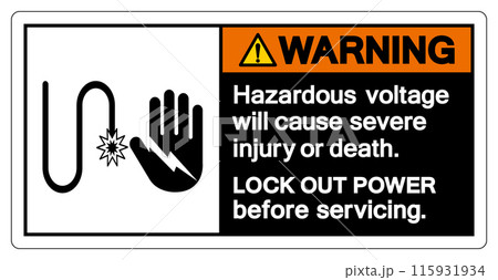 Warning Hazardous voltage will cause severe injury or death Symbol Sign, Vector Illustration, Isolate On White Background Label .EPS10 115931934