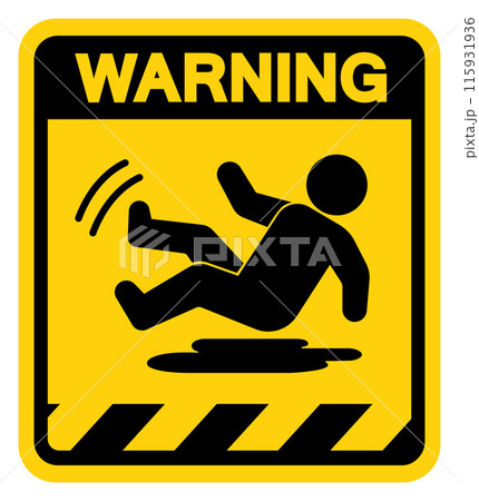 Warning Slippery Symbol Sign,Vector Illustration, Isolate On White Background Label. EPS10 115931936