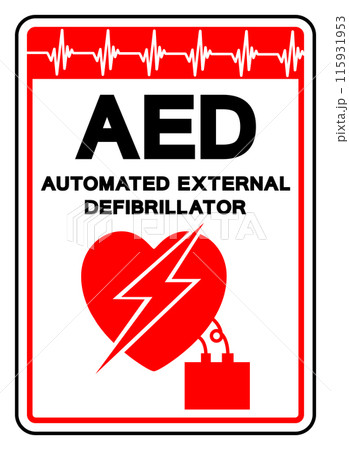 AED Automated External Defibrillator Symbol Sign, Vector Illustration, Isolate On White Background Label .EPS10 115931953