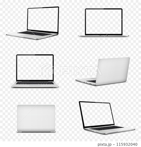 Realistic laptop computers with transparent screen on transparent background Realistic laptop computers with transparent screen on transparent background 115932040