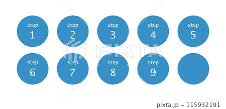 数字のアイコンのコレクション　見出しのセット　あしらい　青 115932191