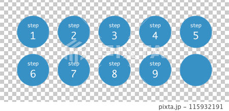 数字のアイコンのコレクション　見出しのセット　あしらい　青 115932191