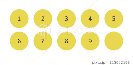 数字のアイコンのコレクション　見出しのセット　あしらい　黄色 115932198