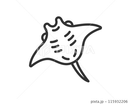 マンタのアイコン(線画)のイラスト マンタのアイコン(線画)のイラスト 115932206