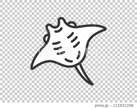 マンタのアイコン(線画)のイラスト マンタのアイコン(線画)のイラスト 115932206