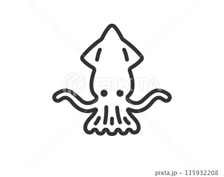 イカのアイコン（線画）のイラスト 115932208