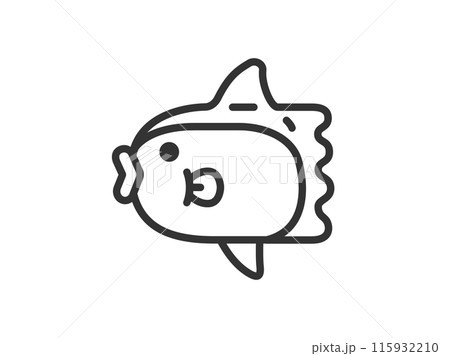 マンボウのアイコン（線画）のイラスト 115932210