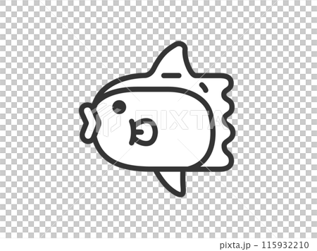 マンボウのアイコン（線画）のイラスト 115932210